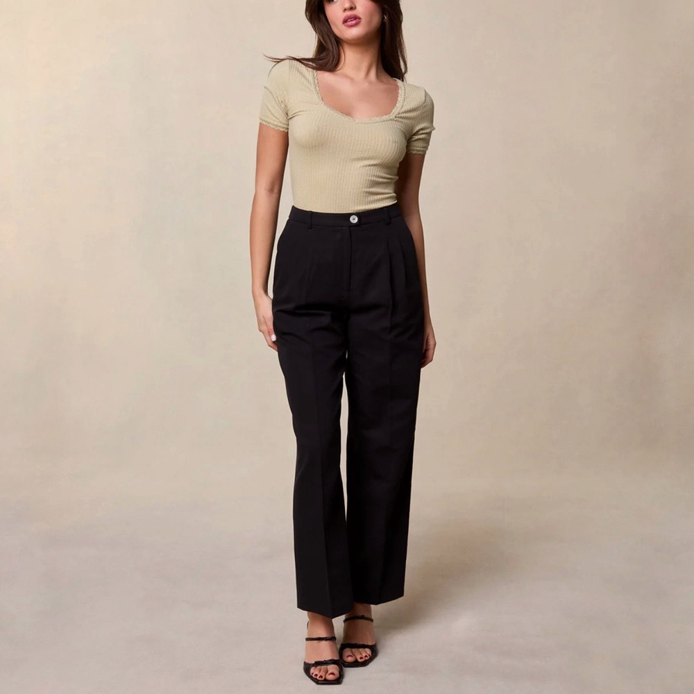 Rouje Black High-Waist Pleated Trousers